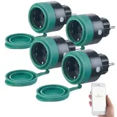 Luminea Home Control 4er-Set Outdoor-WLAN-Steckdosen f. Alexa, Siri & Google Assistant, 16A