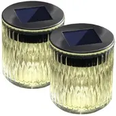 Lunartec 2er-Set Solar-LED-Windlicht aus Echtglas mit tollem Lichtmuster, IP44