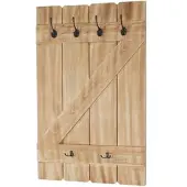 BERLINLODGE Wandgarderobe 91x60x10cm 6 Haken Kiefer