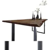 Casa Massiva Möbel Outlet Esstisch Baumkante, 160x85 cm, NOAH, Akazie, Nussbaum, U-Gestell Silber