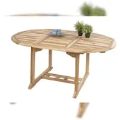 Möbelliebling Gartentisch ausziehbar Teak Holz 120 - 170 cm oval BORNEO