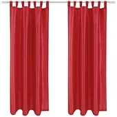Arsvita 2er Pack Gardine Blickdicht Alessia mit Schlaufen 140x245cm rot