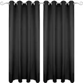Bestgoodies Dekoschal Ellen Ösen Blickdicht 2er Pack - 140x175 cm Schwarz