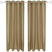 Arsvita 2er Pack Gardine Blickdicht Alessia mit Ösen 140x175cm taupe dunkel