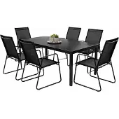 Mojawo 7tlg Gartengarnitur Gartenmöbel Glastisch 150x80cm 6 x Stuhl