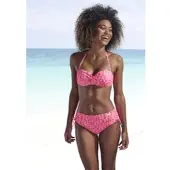 Elbsand Bügel-Bandeau-Bikini-Top "Letra", Damen, Gr. 32, Cup A, orange (koralle), Recycling-Polyamid, bedruckt, Bikini-Oberteile Bügel-Bandeau-Bikini-Top, mit tollem Wording