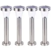 Lunartec 4er-Set Solar-Wegeleuchte, Edelstahl, Bewegungs- & Licht-Sensor, IP44