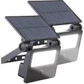 Luminea 2er-Set Solar-LED-Wandfluter mit Bewegungssensor, 400 lm, 1.200 mAh