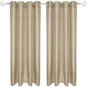 Arsvita 2er Pack Gardine Blickdicht Alessia mit Ösen 140x145cm taupe hell