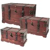 HMF 6400700 Schatztruhe Schatzkiste Holztruhe Schloss 3er Set Versch Größen Frankreich