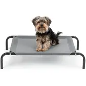 Lionto Hundeliege, bequemes Outdoor Hundebett mit Netzgewebe, erhöht, luftig & wetterfest, 75x47 cm, grau