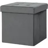 MODFU Aufbewahrungshocker Polyester Grau 38x38x38 cm, faltbar mit 37,6 L Stauraum