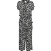Kaffe Jumpsuit "Damen Overall KAmille", Damen, Gr. 40, N-Gr, schwarz (schwarz, chalk graphic lines), Obermaterial: 100% Viskose LENZING ECOVERO CV LenzEcov., Overalls Jumpsuit