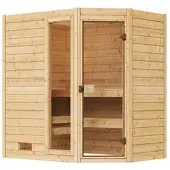 Weka Sauna "Massivholzsauna VALIDA Eck 1" Blockbohlen, moderne Ganzglastür