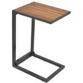 Merxx Gartenliege Paxos 2er Set mit Beistelltisch Cee- Aluminium/Akazie/Textil