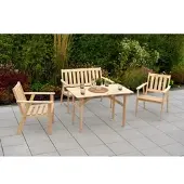Merxx Gartenmöbel Set Sylt 4tlg, 2 Sessel, Bank, Tisch 115 x 70 cm- Kiefer unbehandelt