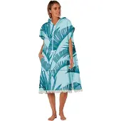 Ocean & Earth Palm Zip Front Hooded Poncho Handtuch