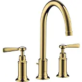 Hansgrohe 3-Loch Waschtischarmatur AXOR MONTREUX 180 DN 15 m Hebelgr m ZAG 1 1/4Zoll pol. go polished gold optic