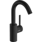 Hansgrohe Zesis S Einhebel-Waschtischmischer 210 CoolStart, mit Schwenkauslauf und Zugstangen-Ablaufgarnitur, 74740670, Farbe: Mattschwarz