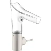 Hansgrohe Einhebel-Waschtischmischer 140 AXOR STARCK V m Glasauslauf u AG stainless steel optic stainless steel optic
