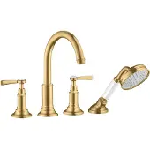 Hansgrohe 4-Loch Wannenrandarmatur AXOR MONTREUX DN 15 m Hebelgriffen brushed gold optic brushed gold optic