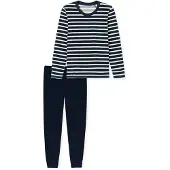 Schiesser - Damen Schlafanzug, lang - Frot - Größe S - blau
