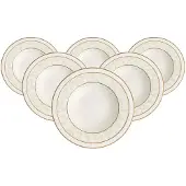 Villeroy & Boch Suppenteller "Suppenteller Ivoire ø 24,8 cm 6er Set weiß-gold"