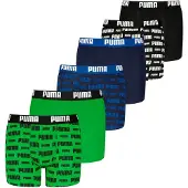 Puma Jungen Boxer Shorts, 6er Pack - Everyday Logo Print Boxers ECOM 6P, Cotton Stretch