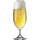 Luxentu Bierglas "Biertulpe Pilsglas mit Gravur 65. Jubiläum 360 ml transparent"