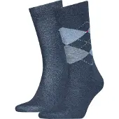 Tommy Hilfiger Socken "TH MEN SOCK CHECK 2P", Herren, Gr. 43-46, jeans, Baumwollmischung, normal, Socken Socken, mit klassischem Argyle-Design