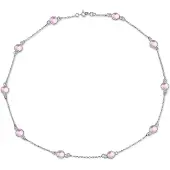 Ailoria Silberkette "Halskette Pink Quarz LAVANDE", Damen, silber, Halsketten Silberkette