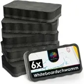 OfficeTree Tafelwischer magnetisch, 6 Stück, mit Löschfilz, aus PE-Schaum, schwarz