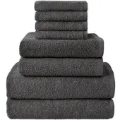NatureMark Handtuch Frottier Set, anthrazit, 2 Hand-, 2 Dusch- & 4 Gästetücher, 100% Baumwolle, 400 g/m2