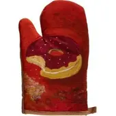 Fackelmann Ofenhandschuh Donut, 11017, rot, bis 250°C hitzebeständig, aus Baumwolle
