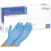 MaiMed Einmalhandschuhe Nitril blue PF, blau, 100 Stück, Nitril, chemikalienbeständig, lebensmittelecht, Größe S