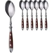 Gräwe Kaffeelöffel Nürnberg, 15 cm, Edelstahl 18/0, Kunststoffgriff, silber poliert/braun, 6 Stück