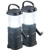 Semptec 2er-Set LED-Camping-Laternen, laden per Dynamo, Solar und USB