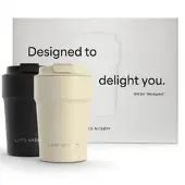 LARS NYSØM Geschenkset Bevaegelse, schwarz / beige, 2 Thermo-Kaffeebecher