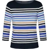 Betty Barclay Rundhalsshirt "Basic Shirt mit U-Boot-Ausschnitt", Damen, Gr. 36, blau (dunkelblau, weiß), Obermaterial: 95% Viskose CV. 5% Elasthan EL., Shirts Rundhalsshirt