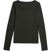 G-Star Slim Rib Open Neck T-Shirt - Grau - Damen