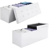 Casaria Sitzbank Weiß 80x40x40cm mit Stauraum faltbar
