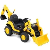 HECHT Kinder Elektro-Bagger CAT BACKHOE YELLOW – Baufahrzeug für Kinder