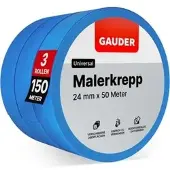 Gauder Kreppband Malerkrepp, Universal, 24mm x 50m, für Innen, 3 Rollen