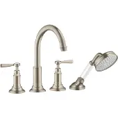 Hansgrohe 4-Loch Fliesenrandarmatur AXOR MONTREUX DN 15, mit Hebelgriffen brushed nickel brushed nickel