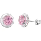 Trendor 21326-09 Damen-Ohrringe 925 Silber Zirkonia-Ohrstecker Pink