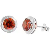 Trendor 21326-16 Damen-Ohrringe 925 Silber Zirkonia-Ohrstecker Granatrot