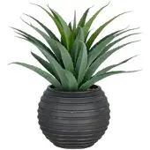 Creativ Green künstliche Pflanze Agave im schwarzen Fiberclay-Topf, 75cm, UV-beständig