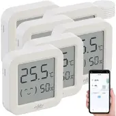 INFACTORY 6er-Set Mini-Thermo-/Hygrometer, Komfort-Anzeige, LCD, Bluetooth, App