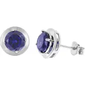 Trendor 21326-06 Damen-Ohrringe 925 Silber Ohrstecker Zirkonia Tansanitblau