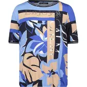 Betty Barclay Rundhalsshirt "Casual-Shirt mit Tunnelzug", Damen, Gr. 36, blau (dunkelblau, blau), Obermaterial: 95% Viskose CV. 5% Elasthan EL., Shirts Rundhalsshirt